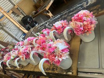 20 pink & white flower decors great conditions