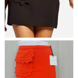 2-Victoria Beckham for Target Black & Orange Scallop Trim Twill Skirts Med NWT