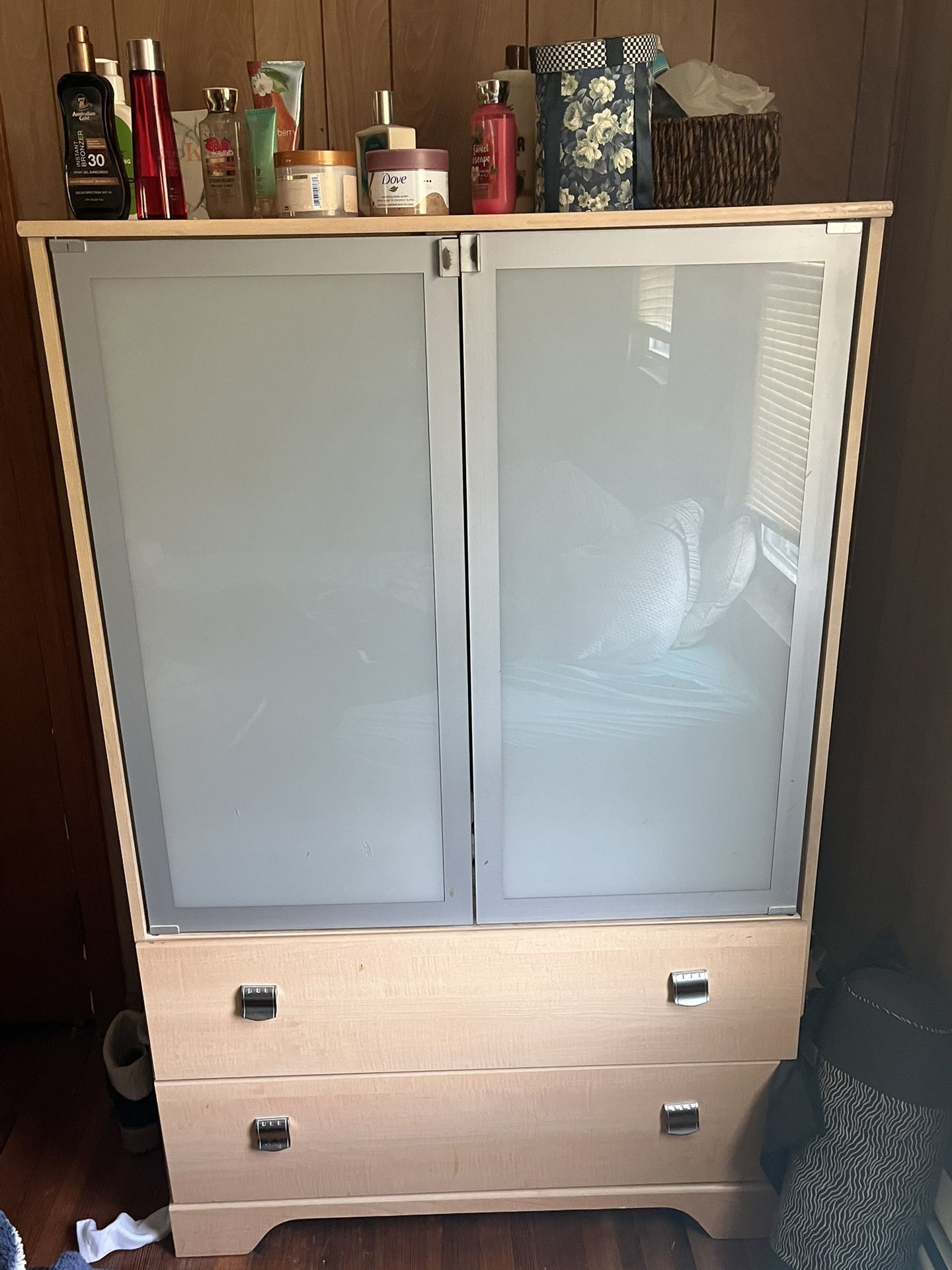 Armoire With Two Dresser Drawers