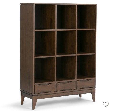 58" Cube Storage Bookcase 3 Drawers 9 Cubes Wood