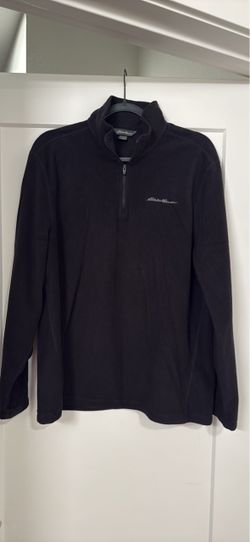 Eddie Bauer Black Quarter-Zip Fleece Pullover size Large