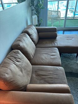 Tan Leather 3-Seat Sofa