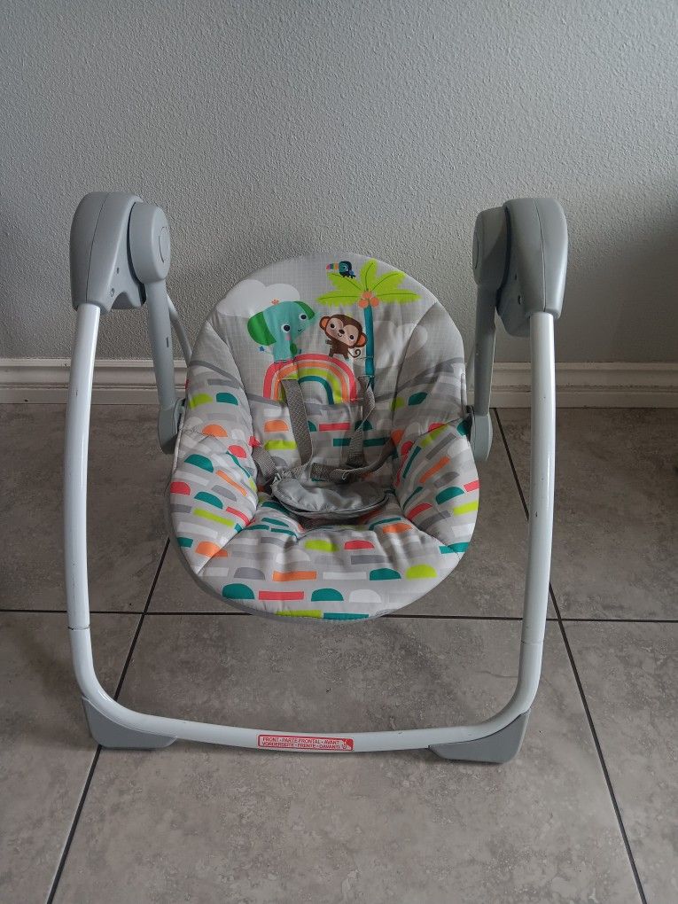 Bright Starts Playful Paradise Portable Compact Baby Swing with Toys, Unisex