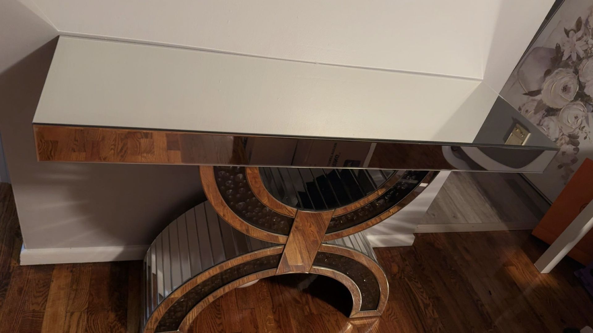 modern mirrored console table