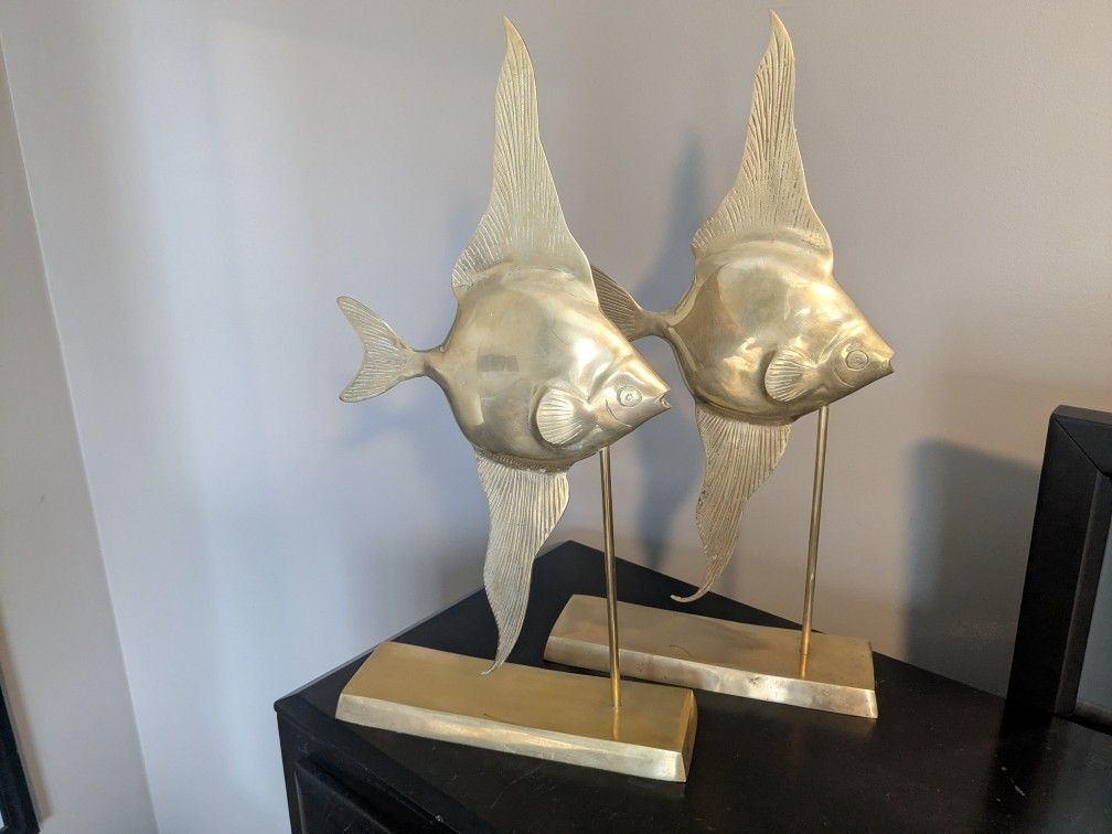 MCM Solid Brass Fish Sculptures
