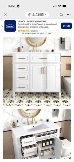 LOVMOR Freestanding White 36-in Single Sink Bathroom Vanity with White Ceramic Top Assembly Required Soft Close 4 Drawers 2 Doors