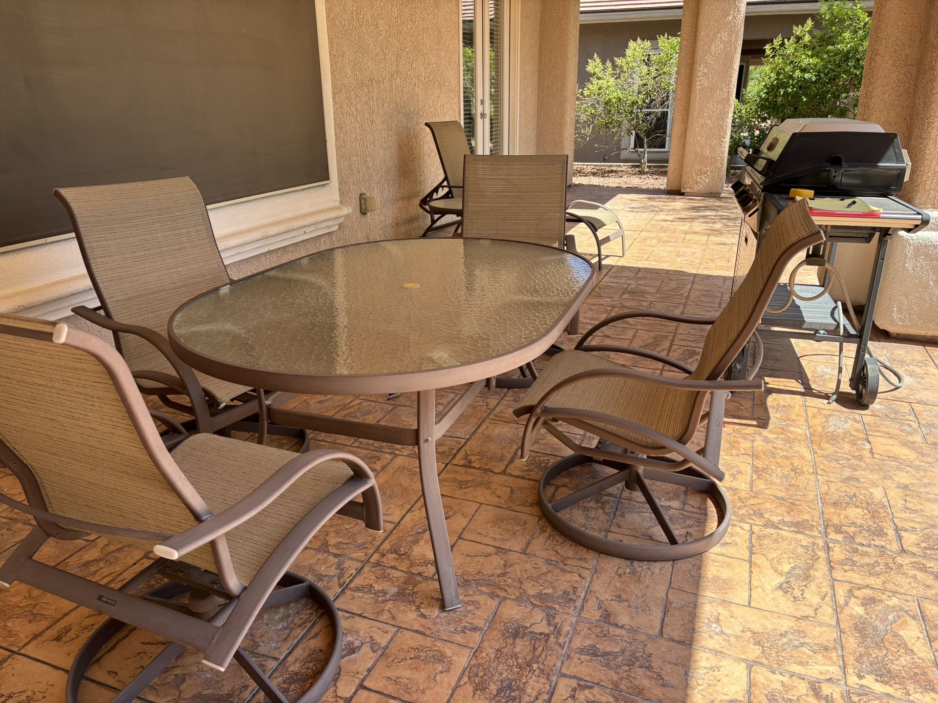 Patio Furniture: Dining Table W 4 Chairs, Side Table W Chair & Ottoman
