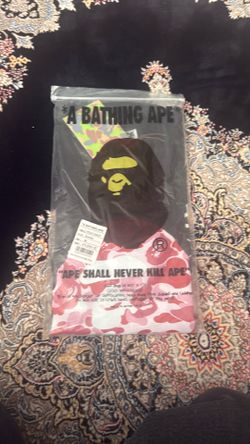 Brand New A Bathing Ape (BAPE) Big Ape Head Tee - Black / Pink Camo - Size M