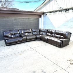 Free Delivery 🚚 -Power Reclining Leather Sectional Sofa Couch – Dark Brown