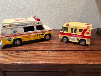 TWO VINTAGE TOY AMBULANCES – 1976 IDEAL & 1994 FUNRISE