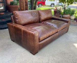 RH Restoration Hardware 8ft Maxwell Leather Couch Sofa