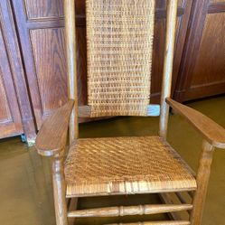 Oak And Wicker Rocking Chair 