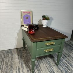 Side Table - Walnut top Royal Oak Green by Behr - Gorgeous Wooden End Table