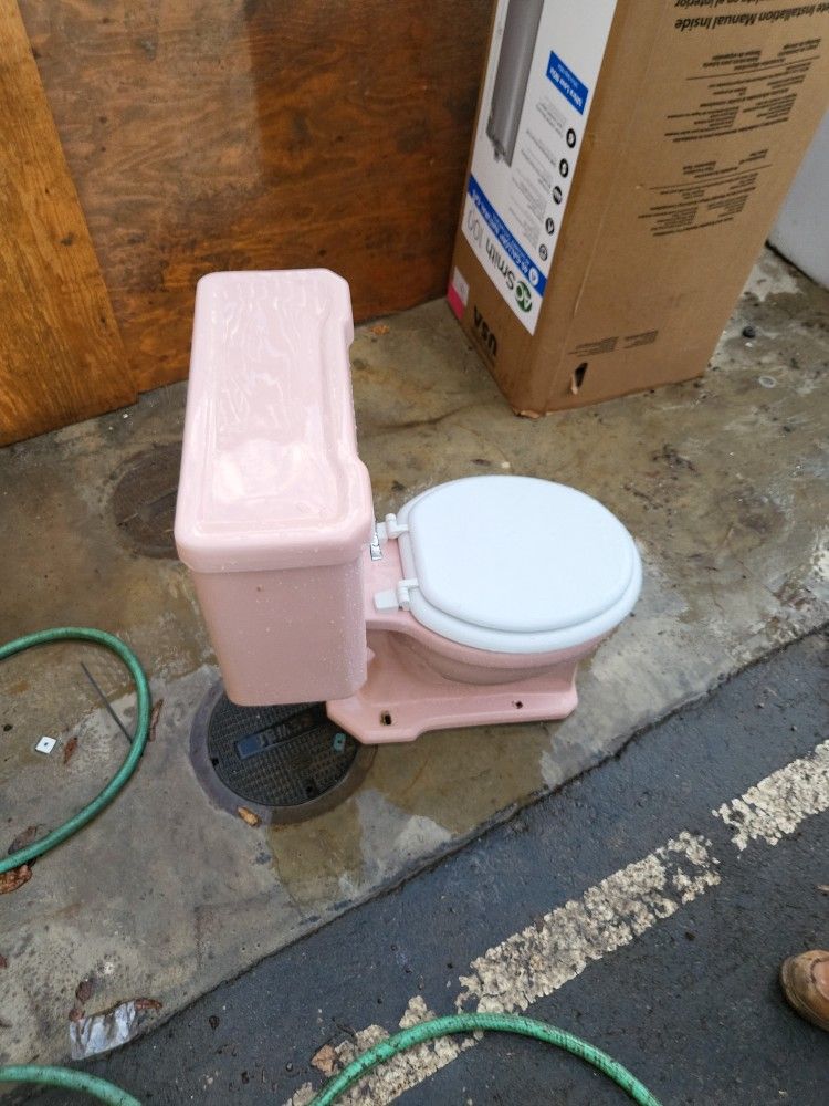 Vintage 1960s Pink Toilet