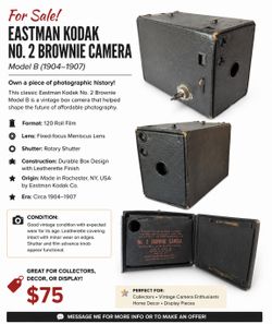 Antique Eastman Kodak No. 2 Brownie Camera Model B (1904–1907)