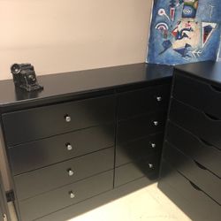 8 Drawer With Rails Black 