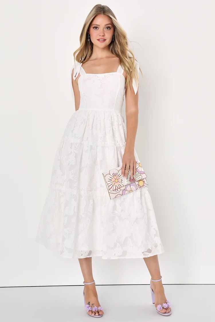 White Tiered Floral Dress