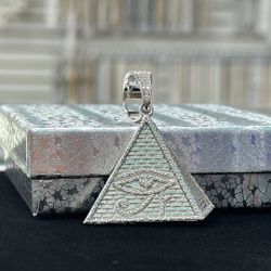 Sterling Silver Moissanite Pyramid Pendant 