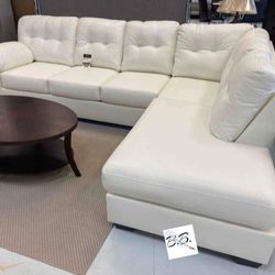 White Leather L Shape Sectional Couch With Chaise| Brown And Gray Color Options| Brand New Living Room Set 💥