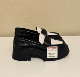 Coach Black & White Platform Loafers