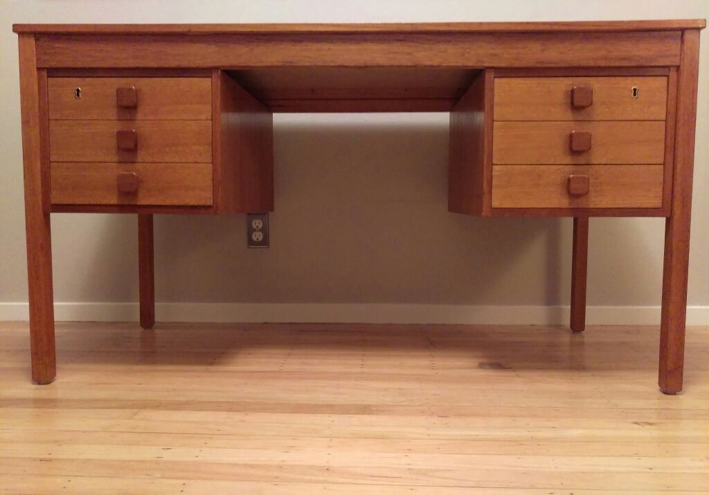 Danish Mid Century Modern Domino Mobler Teak Desk Denmark