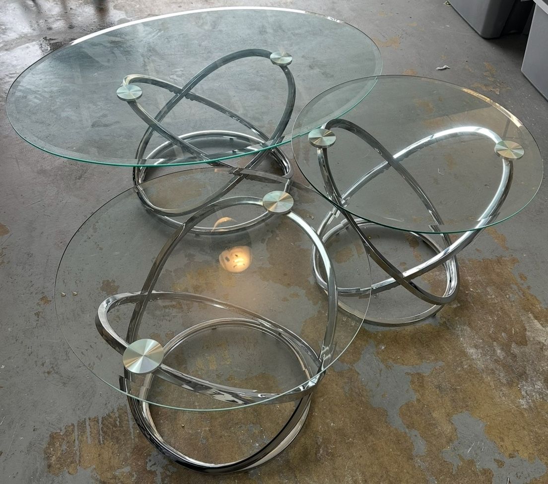3 Piece Coffee Table Set Glass And Chrome