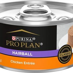 Purina Pro Plan Hairball Control Cat Food Wet Pate, Hairball Chicken Entree -12 Pack Per Tray