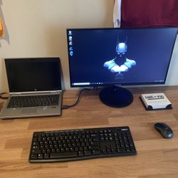 Laptop with Monitor Keyboard and Mouse