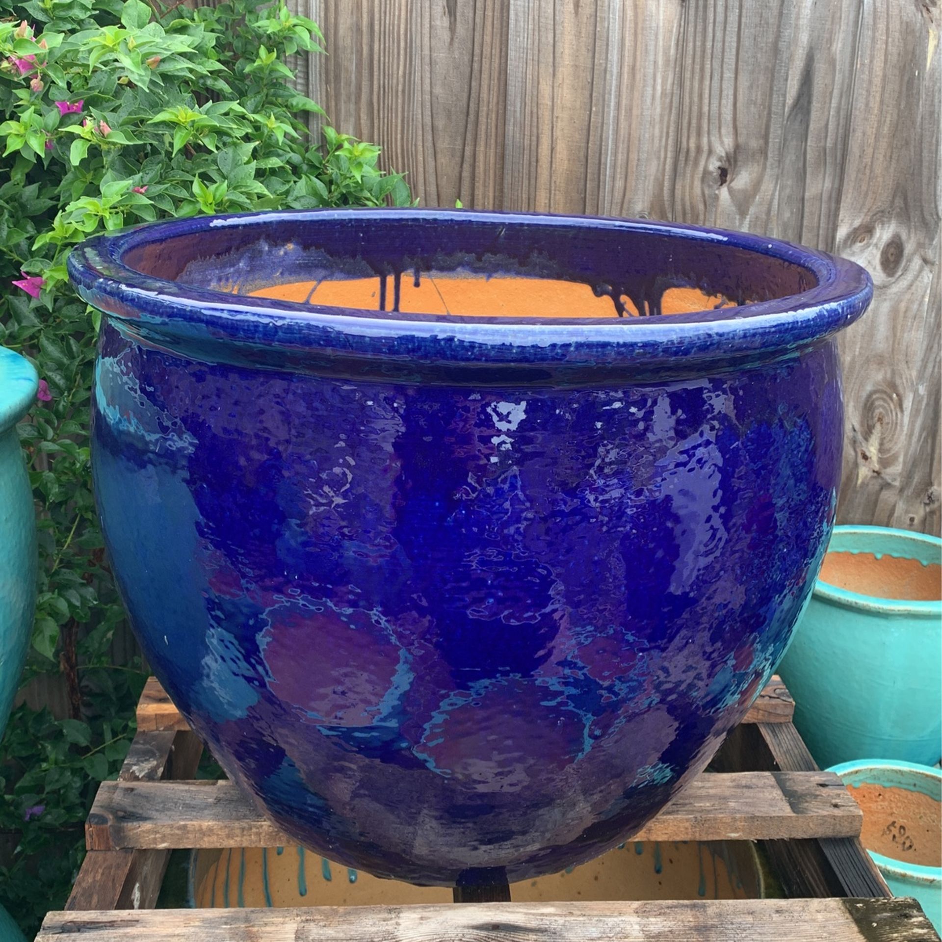 Large Blue Ceramic Pot Planter 14H X 15.5W Price Is Firm