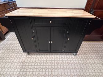 Rolling Kitchen Island on Wheels, with Storage, Spice & Towel Rack and Knife Holder