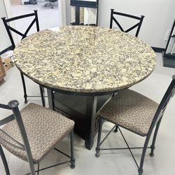 Real Granite Top Pub Table Set