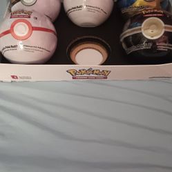 5 Pokeball Tins PLUS 2 free Random Vintage Cards. ( Non Holo)