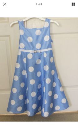 NWOT Cherokee Girls Blue & White Polka Dot Dress size 7