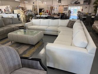Large L-Shaped Sectional Sofa in Light Beige