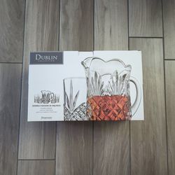 Dublin Collection Set Of 5 Cristal Pitcher And  4 Cups