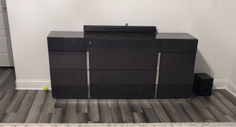 Couch, side table and console