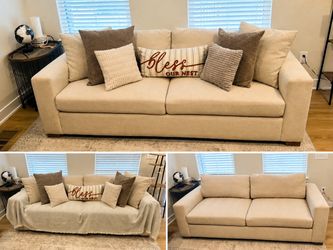 Luxury Oversized Beige Sofa – 7 Ft – $400 OBO
