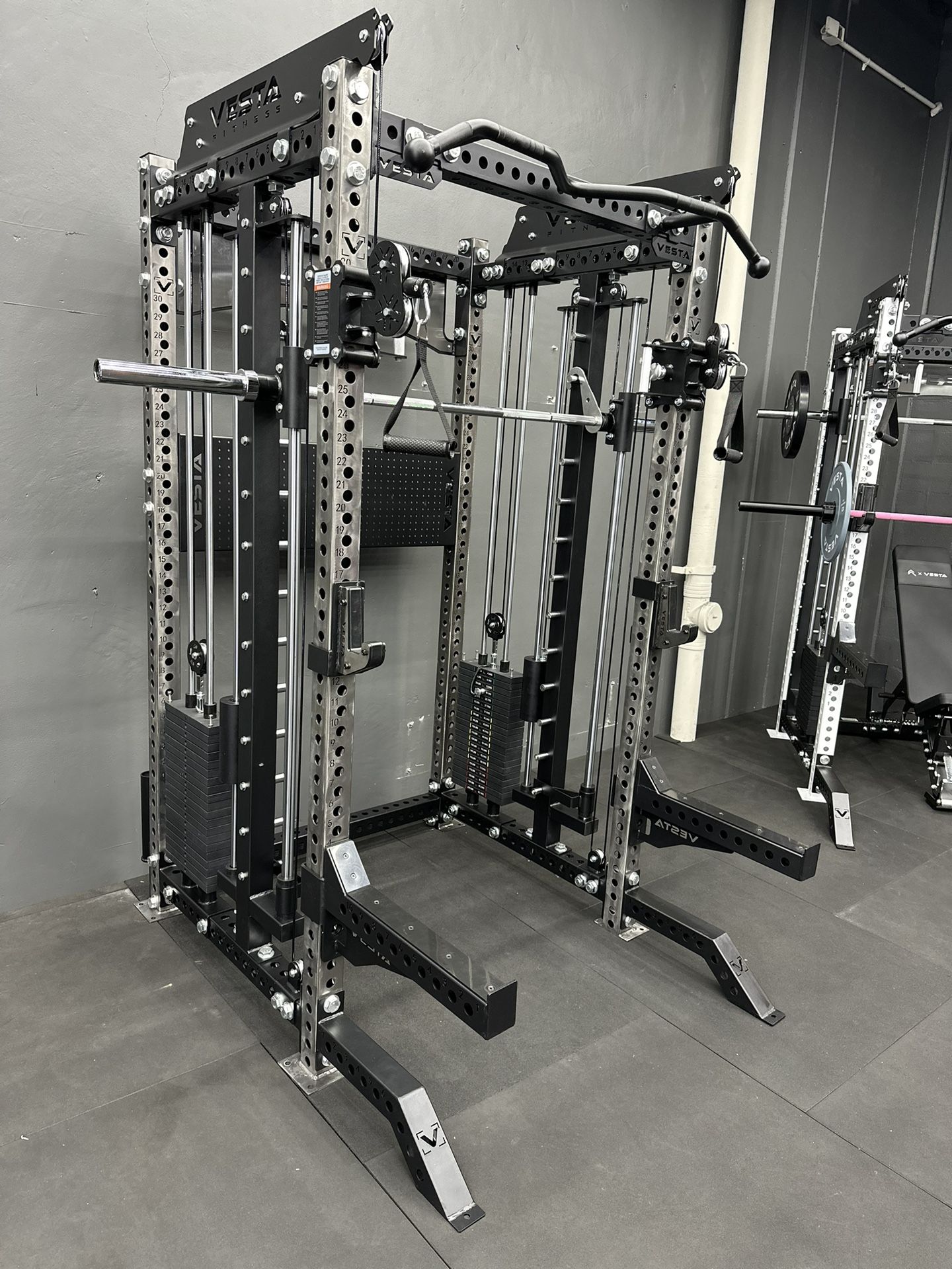 PRO SERIES Ultimate Half Rack Functional Trainer w/Smith Machine Bar | 400lb Stack | Gym Equipment | Fitness | Commercial | Squat Rack
