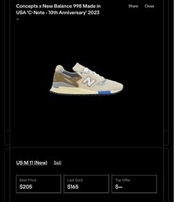 Concepts x New Balance 998 C-Note 10th Anniversary