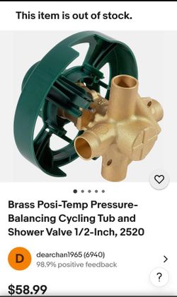 Brass Posi-Temp Pressure-Balancing Cycling Tub and Shower Valve 1/2-Inch, 2520
