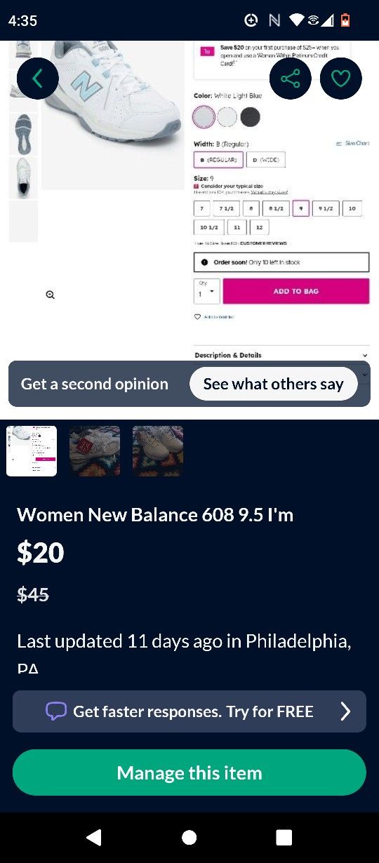 608 Women New Balance 9.5