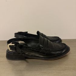 Slingback Loafers W/ Gold Buckle
