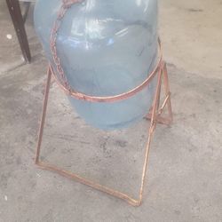 Vintage Glass Jug w Metal Stand