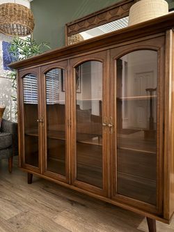 Mid Century Walnut Display Cabinet Bookcase by White Fine Furniture