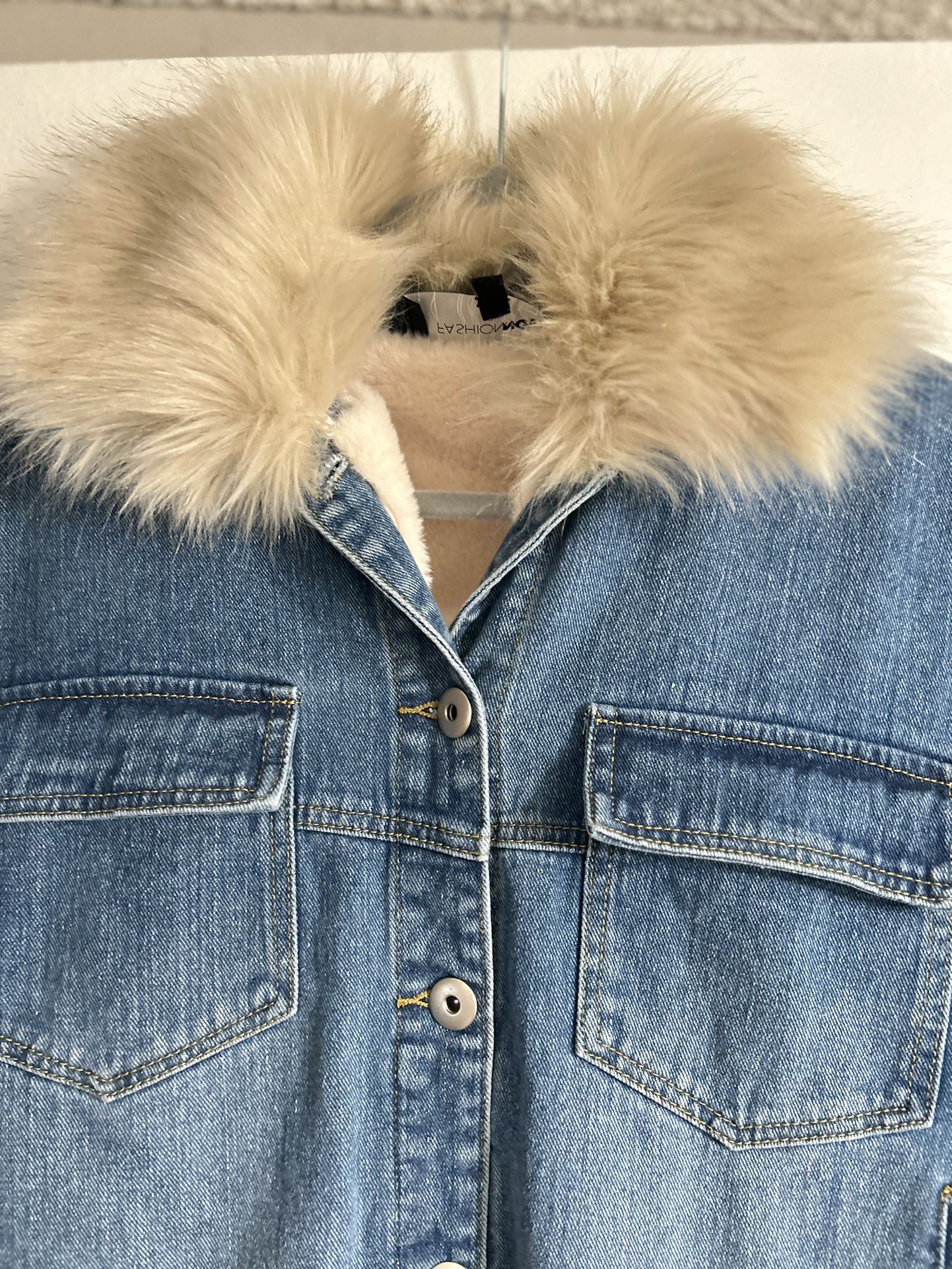 Faux fur jean jacket