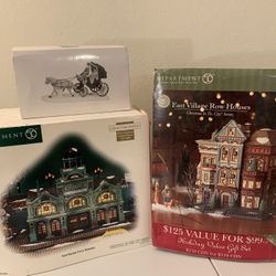 Dept 56 East Village Row Houses, East Harbor Ferry Terminal & Central Park Carriage