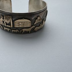 Storyteller Sterling And Gold Filled 925 Cuff Bracelet 