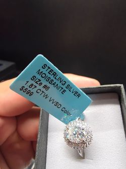 💍 VVS1 Moissanite Halo Ring ✨ 925 Solid Silver