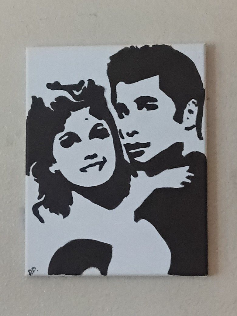 John Travolta And Olivia Newton-John Oil Painting From The  Movie Greece