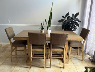 Counter-Height Dining Set: Table, 4 Chairs & Bench